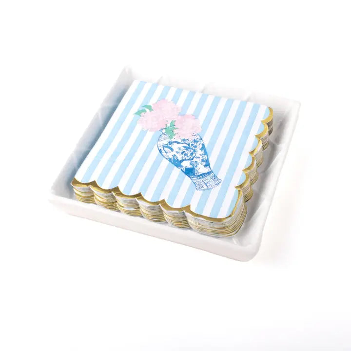 Textured Beverage Napkin Tray White