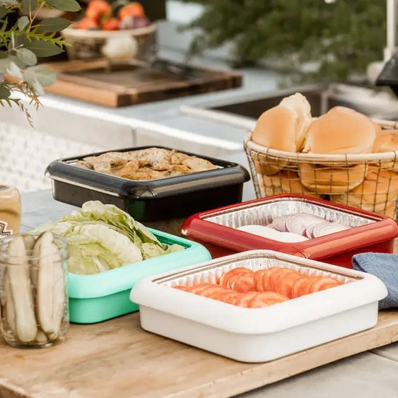 Fancy Panz 8x8 w/Lid & Serving Spoon Denim Blue