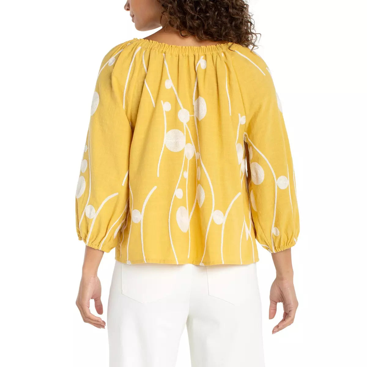 Women's Liverpool Los Angeles Woven 3/4 Sleeve Scoop Neck Blouse