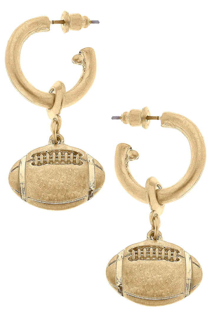 Football Drop Hoop Earings