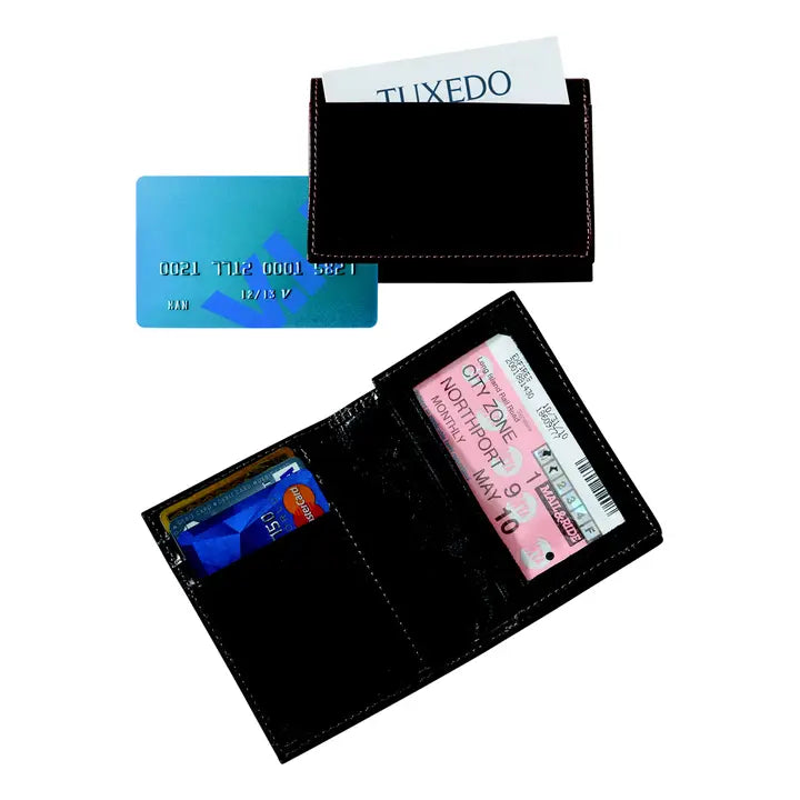 Black Leather Expanding Card Case