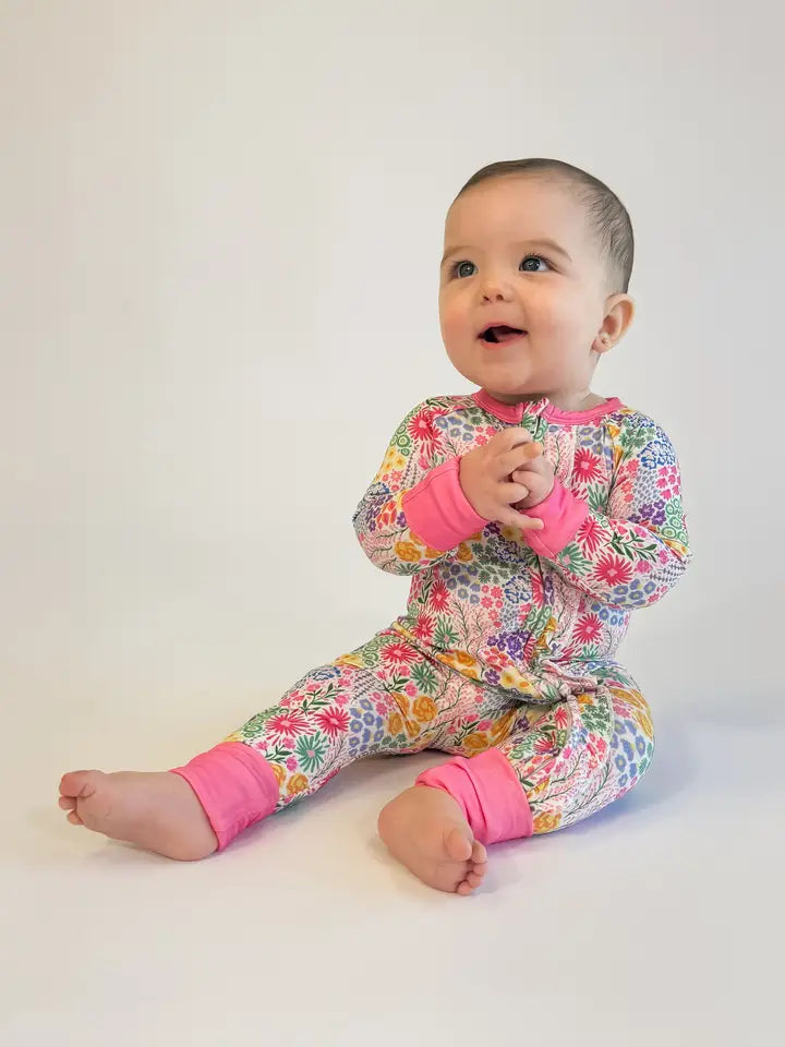 LS Zip Up PJ - Flower Fields