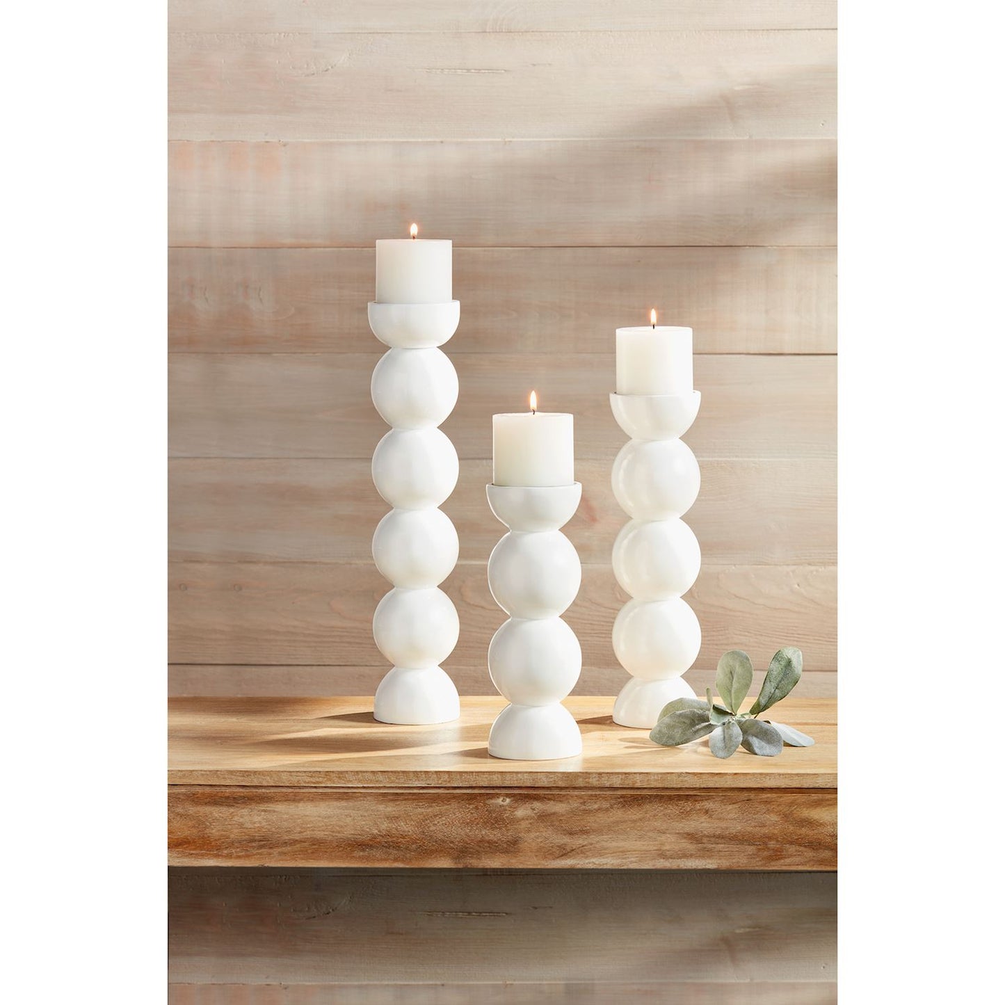 Medium White Lacquer Candlestick