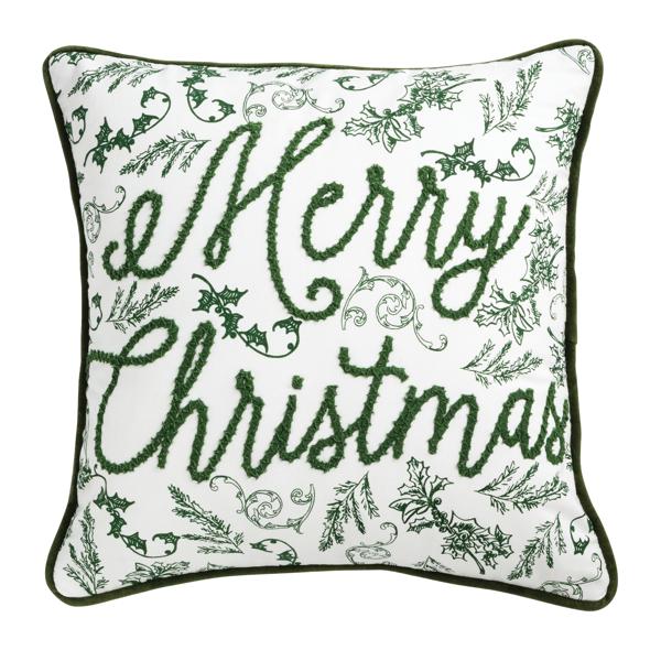 Merry Green Toile Pillow