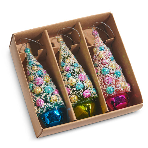 4.75" Box of Multicolor Bottle Brush Tree Ornaments