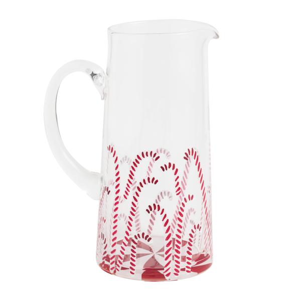Candy Cane Glass Pitcher