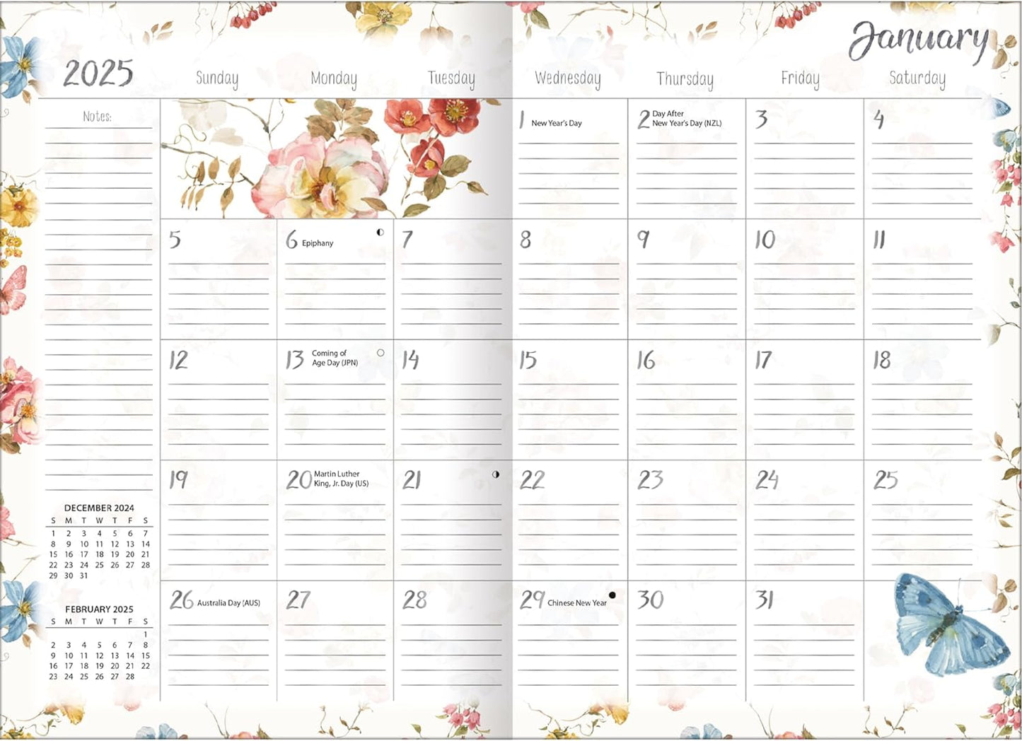 Watercolor Seasons 2025 Pocket Calendar