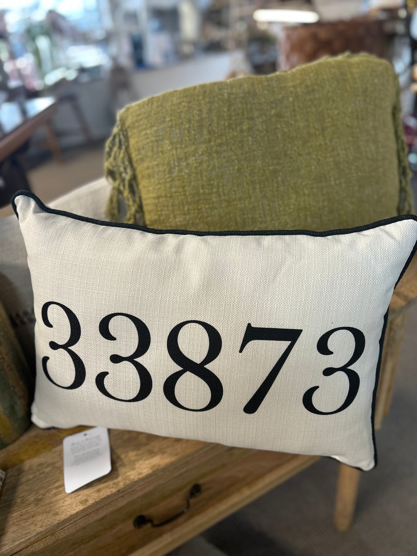 Black Zip Code Pillow - 33873