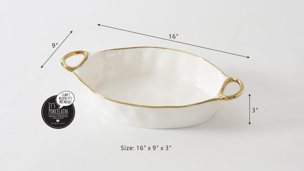 Oval Baking Dish - Golden Handles
