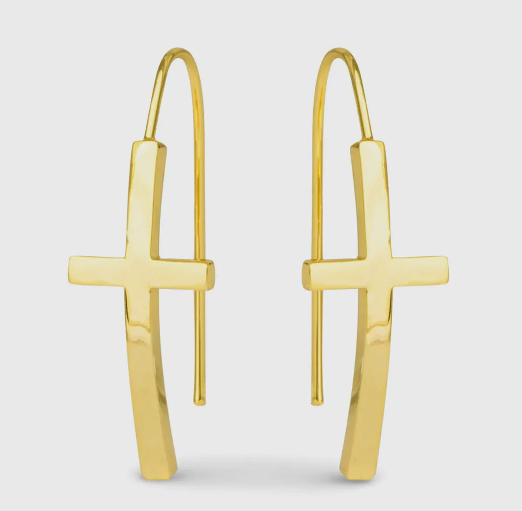 Maria Polished Cross Drops Gold