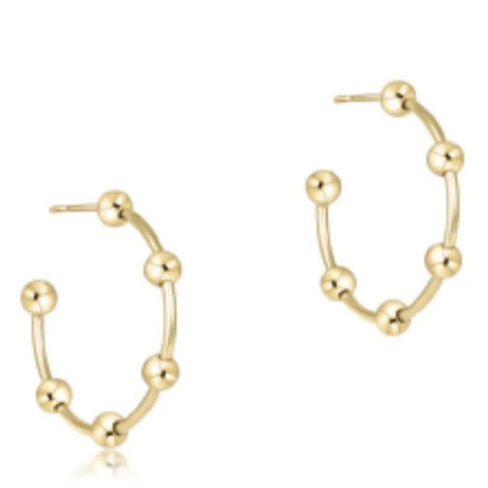 Beaded Simplicity 1" Post Hoop - 4mm Gold