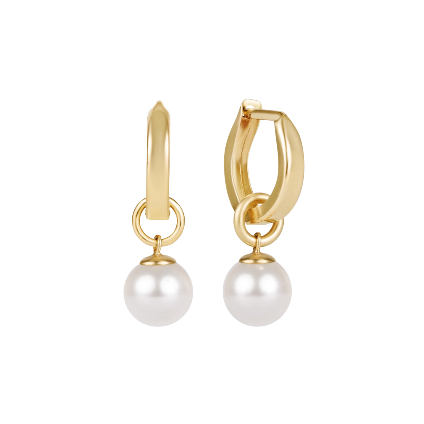Huggie Gold 0.5" Hoop Classic Pearl 8mm Charm