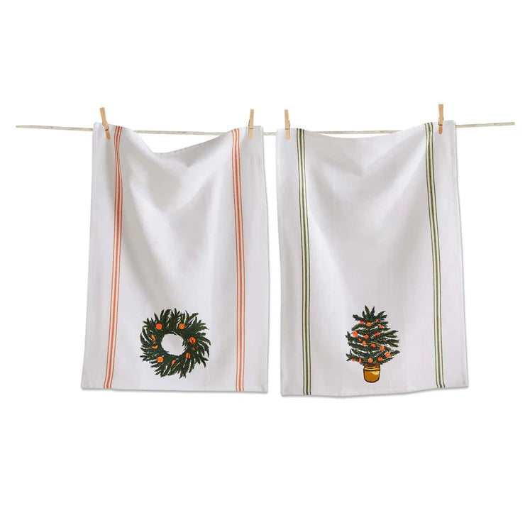 Citrus Tree And Wreath Dish Towel Set Of 2