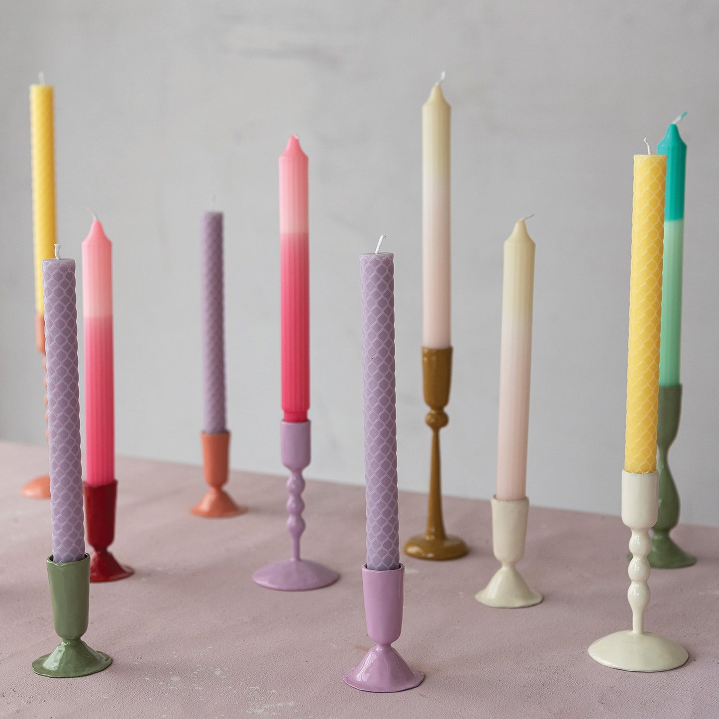 Enamled Metal Taper Holder, 6 Colors