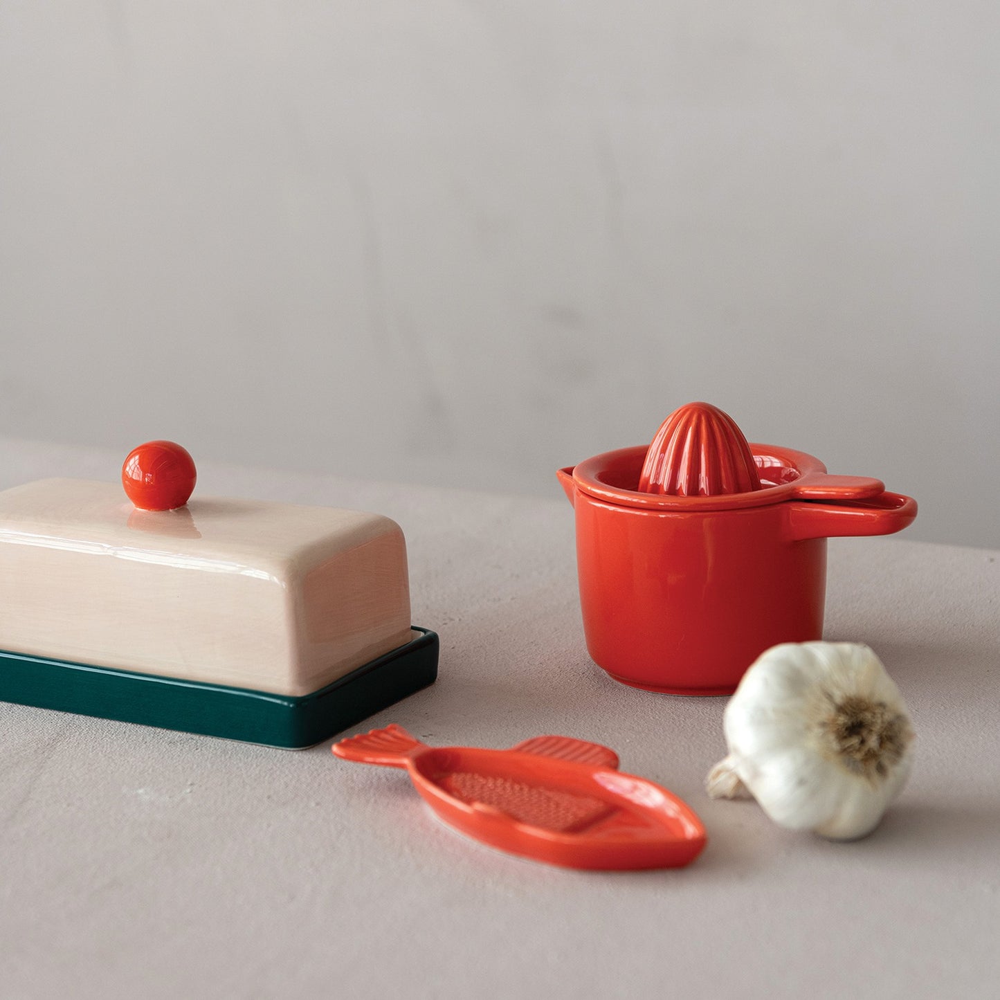 Stoneware Butter Dish, Multicolor