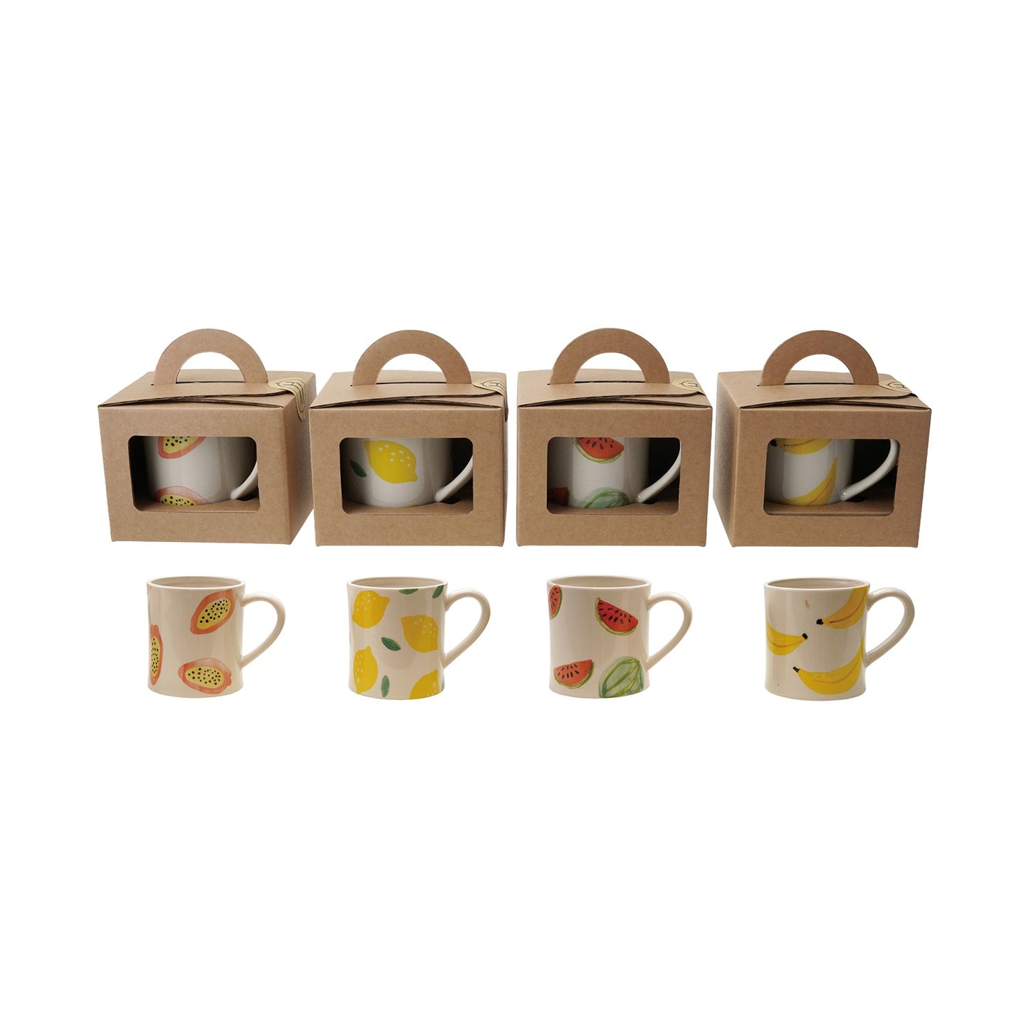 Stoneware Mug With Fruit, 4 Styles