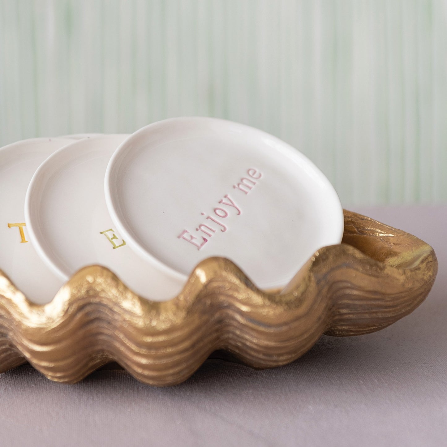 Oyster Decorative Resin Shell w/Gold Foil