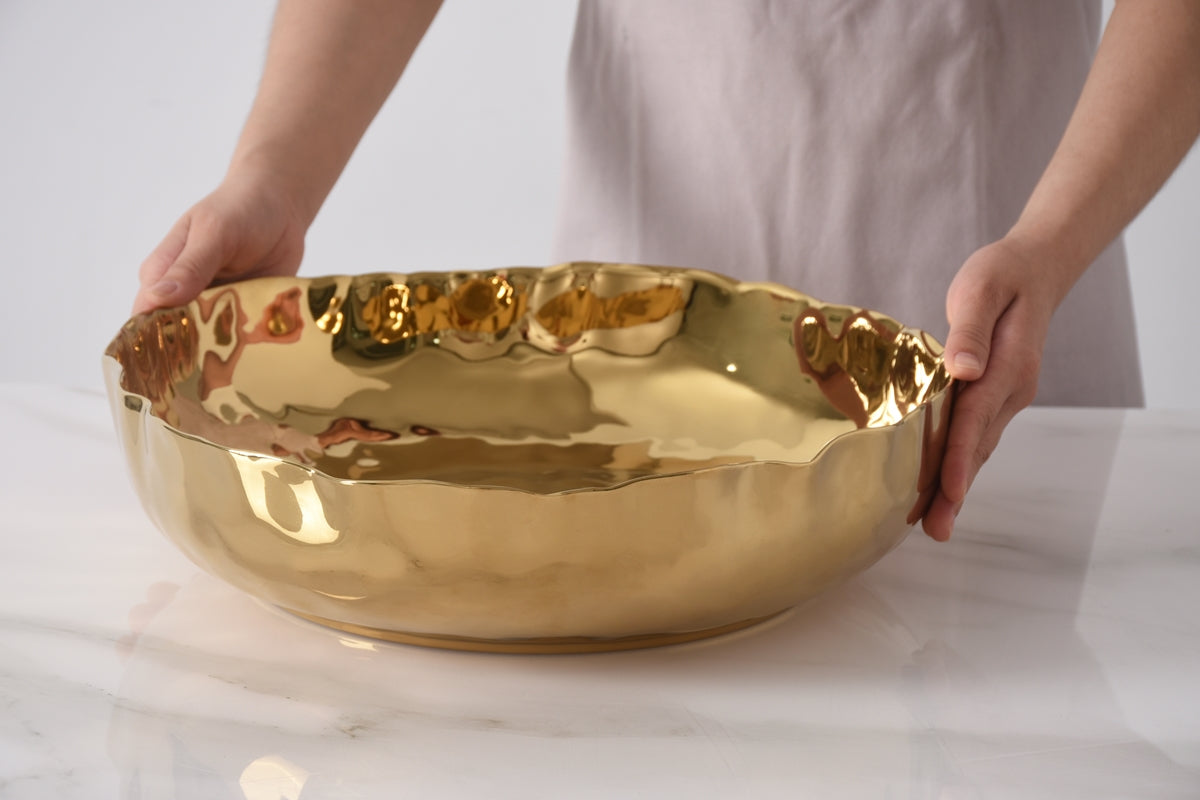 Extra Large Shallow Bowl - Portofino Gold