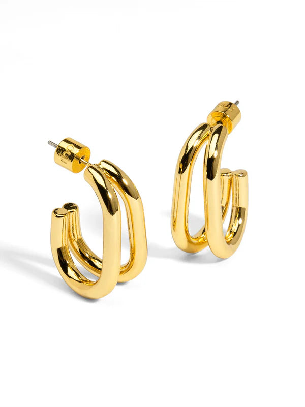 Wide Metal Double Hoop Earring