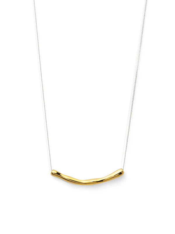 Curved Bar Pendant Necklace-gold/rhodium