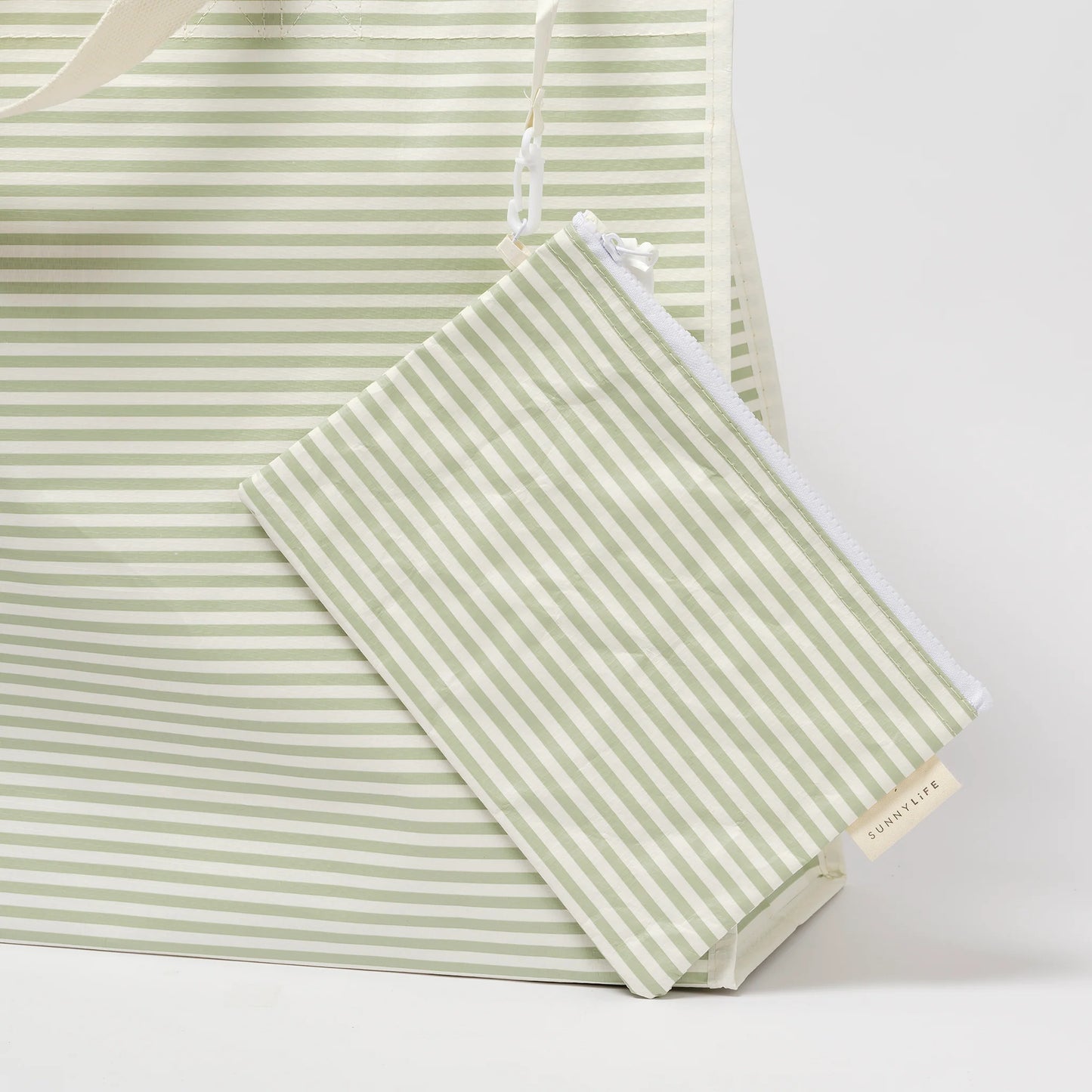 Carryall Beach Bag - La Palma Sage Stripes
