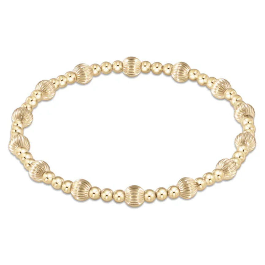 Dignity Sincerity Pattern 5mm Bead Bracelet- Gold