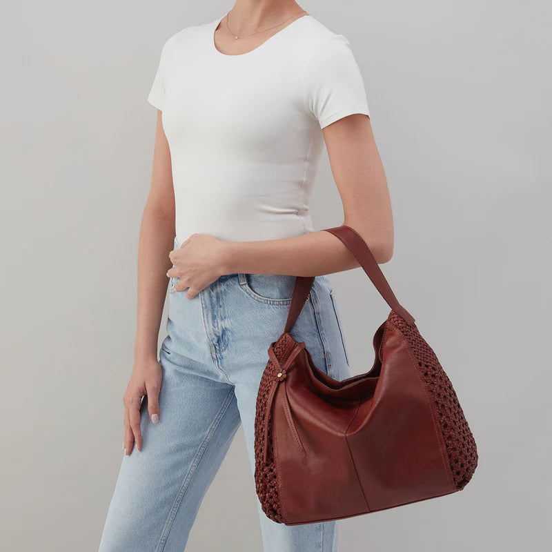 Hazel Hobo In Woven Leather