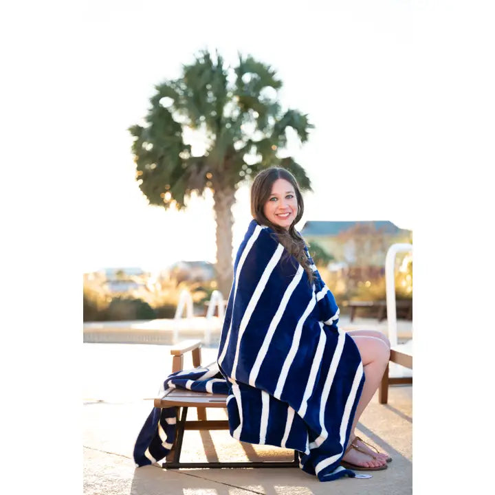 Navy Striped Blanket