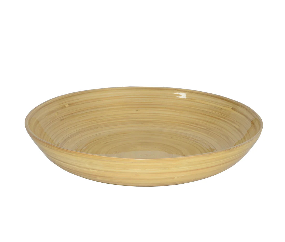 Bamboo Fruit Bowl 11.8" X 2" - White & Natural