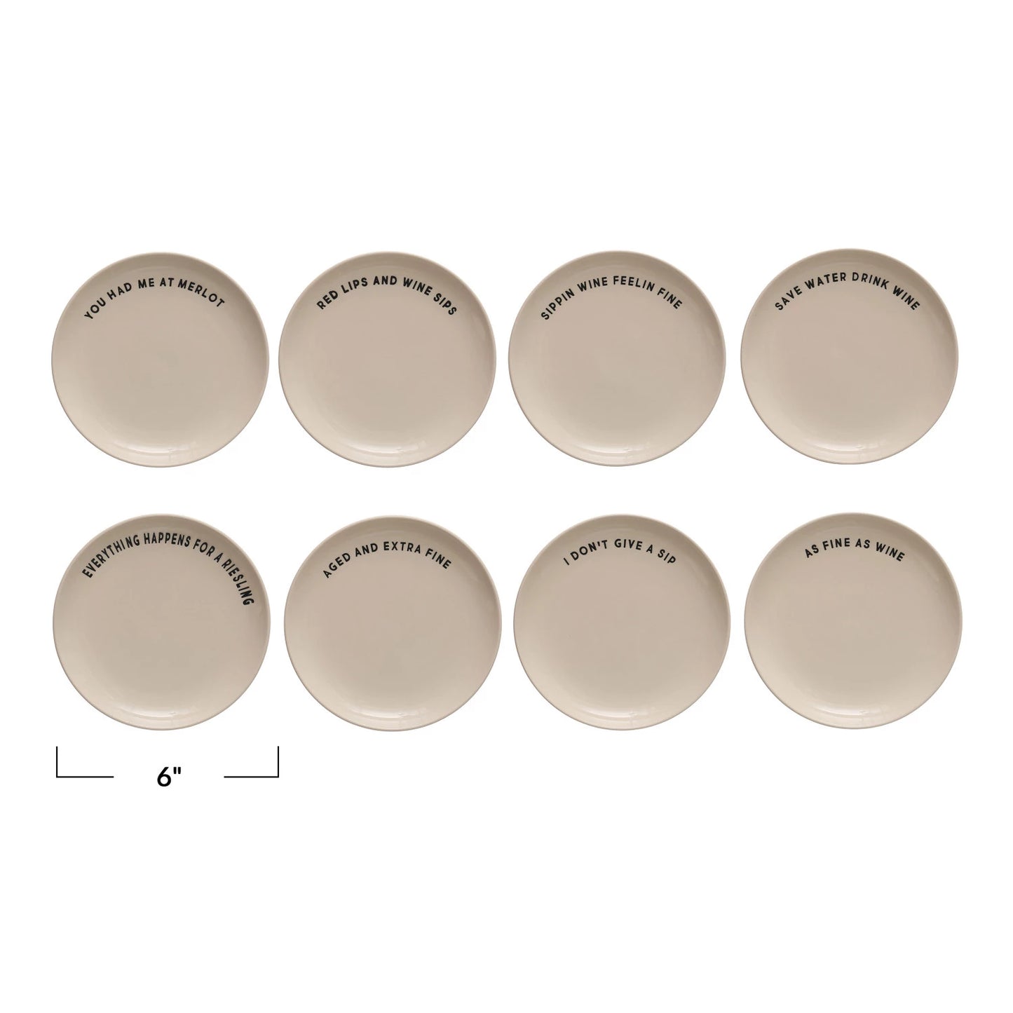 Stoneware Plate w/Wax Relief Wine Saying, 8 Styles