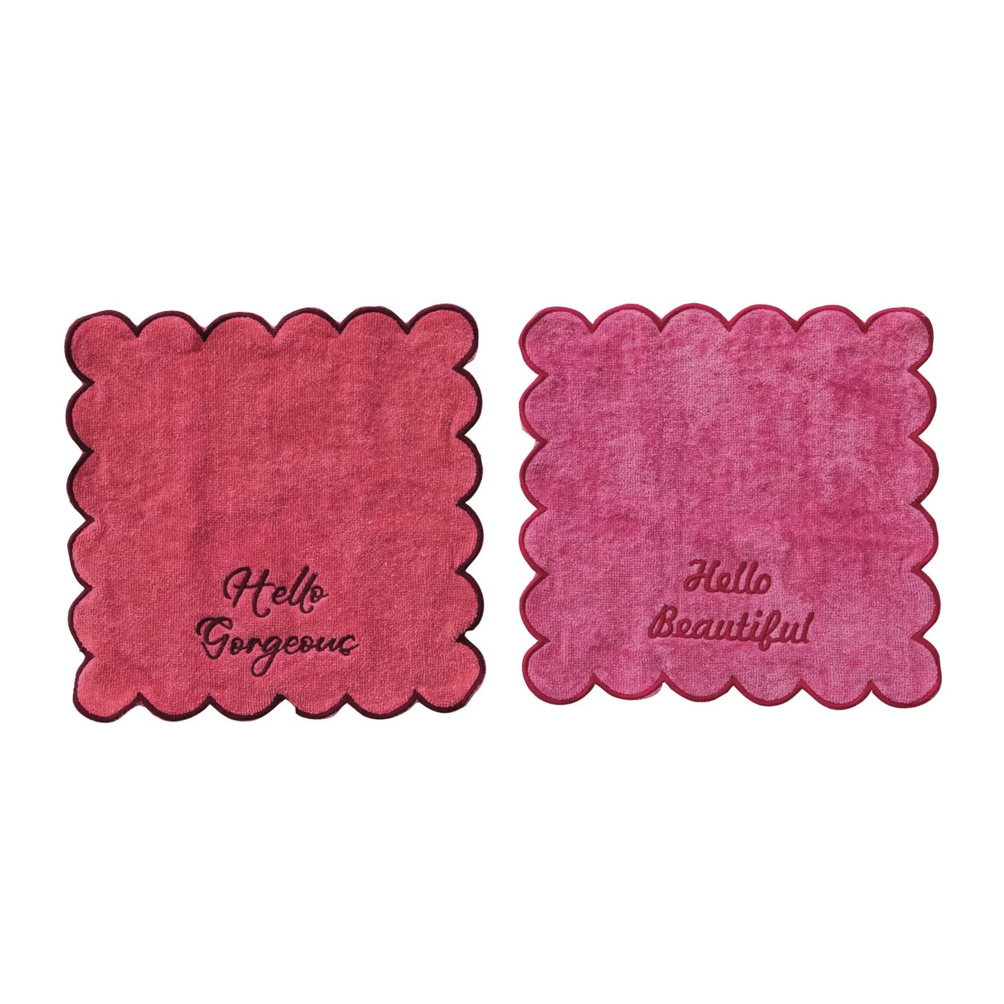 Cotton Terry Wash Cloths with Embroidered Saying
