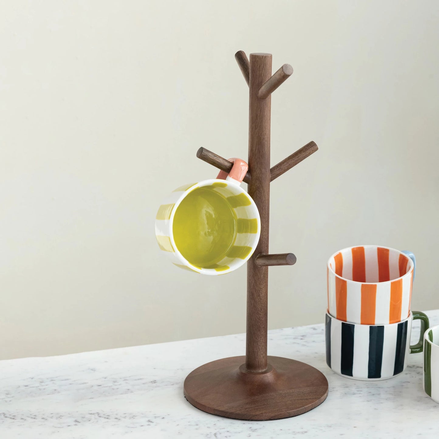Mango Wood Mug Holder, Natural