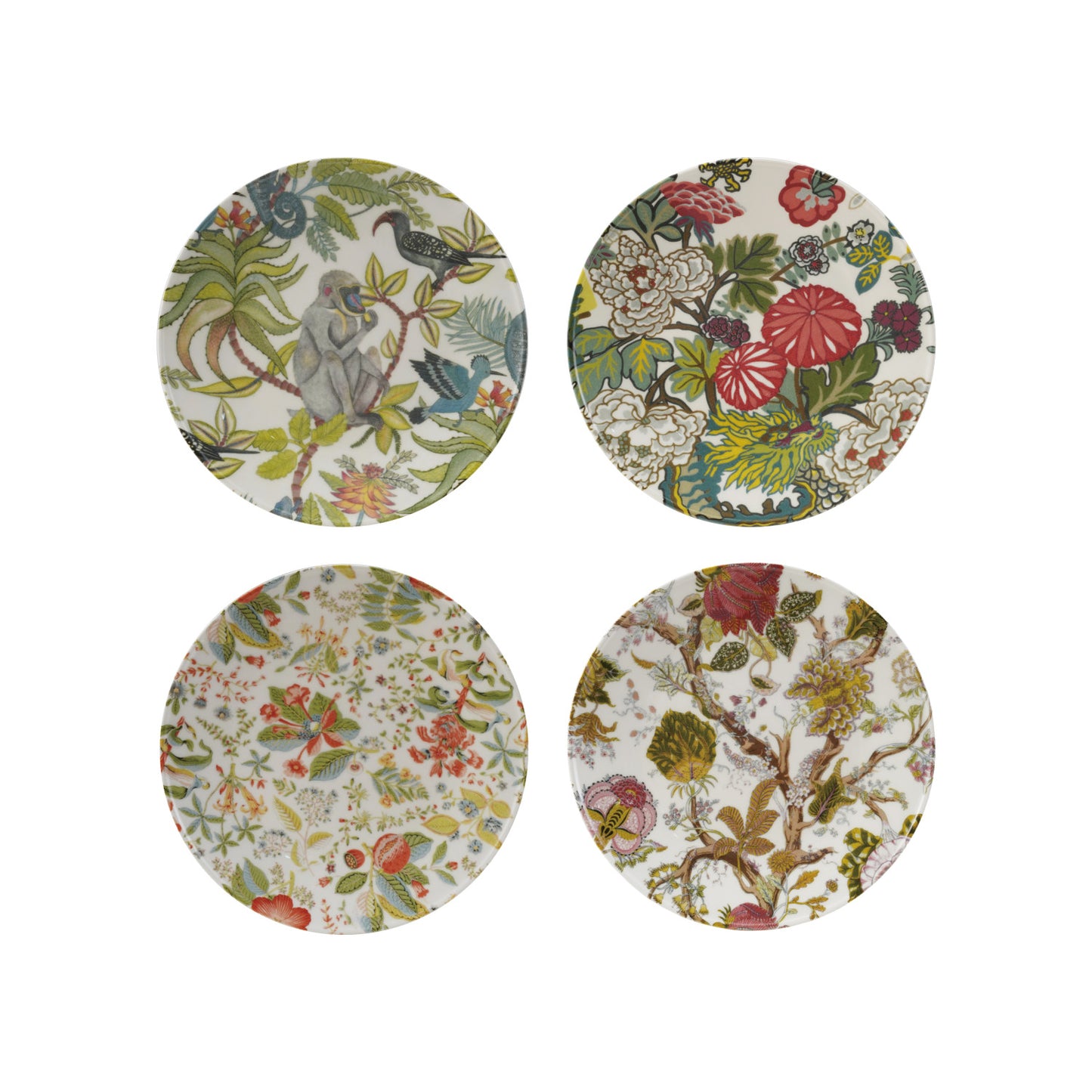 Printed Stoneware Plate w/ Botanicals, 4 Styles