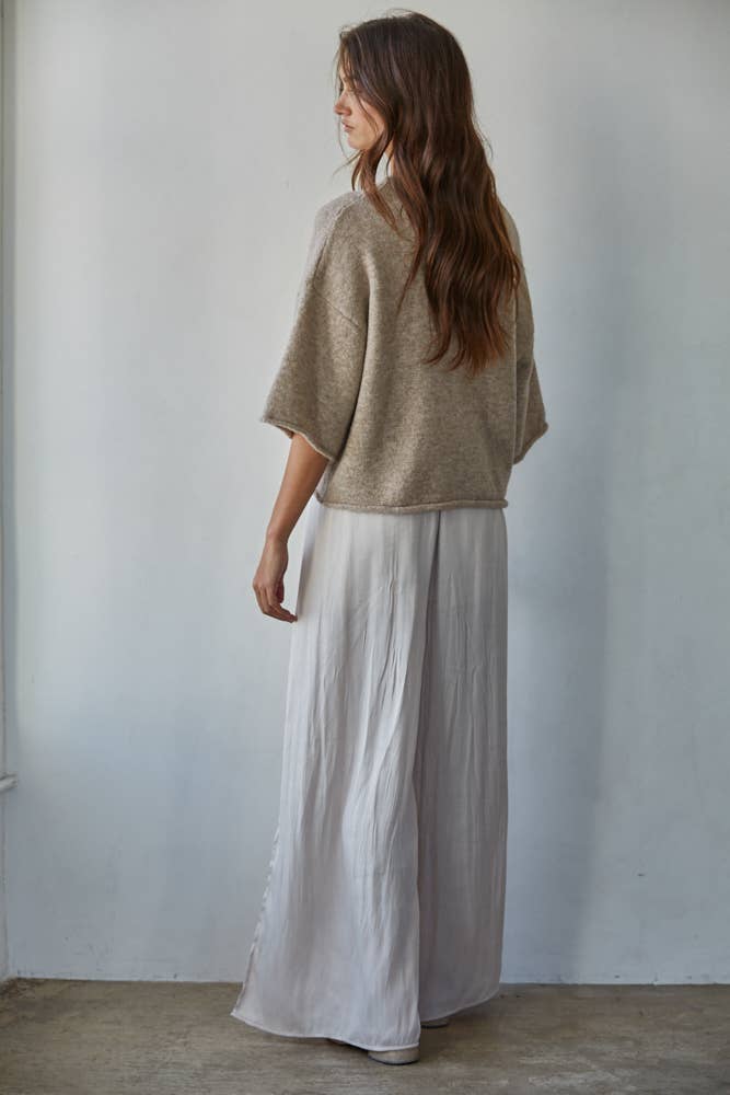 Knit Sweater Quarter Sleeve Button Up Cardigan Top