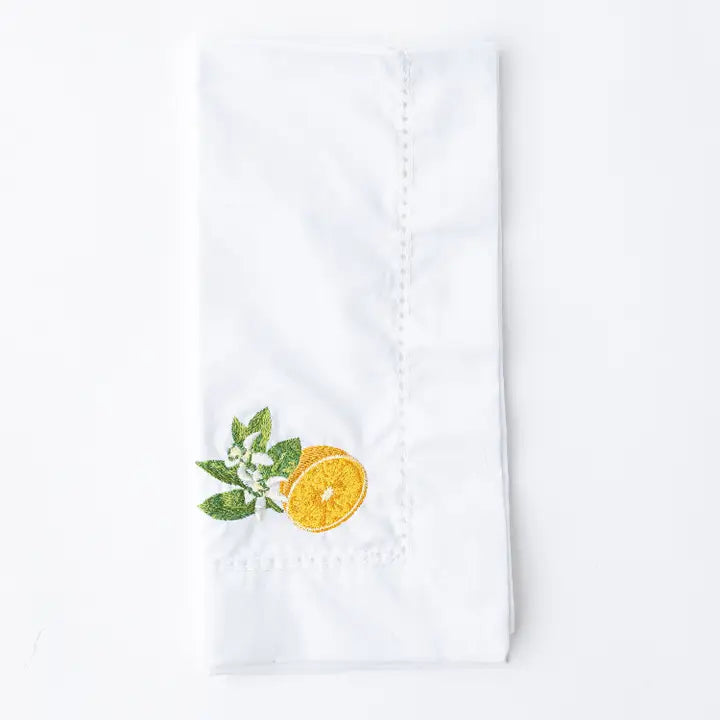 Orange Blossom Embroidered Dinner Napkin