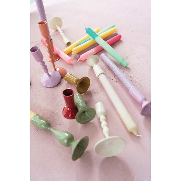 2 Tone Pleated Taper Candles, Pink