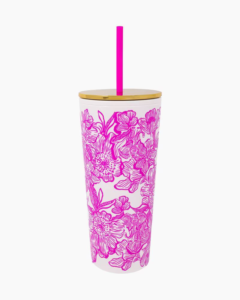 Tumbler with Straw, Unforgettable Pink