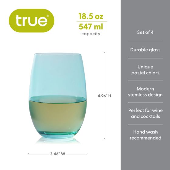 Color Stemless Wine Glasses Set of Four