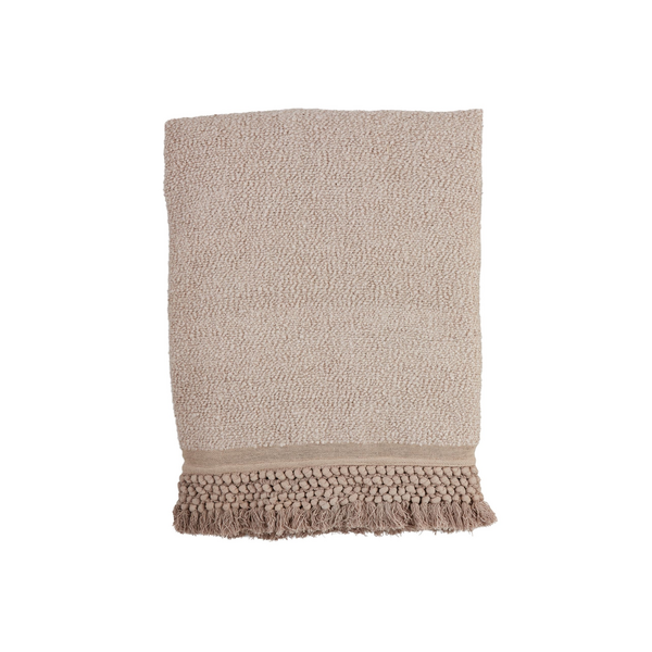 Tassel Throw Blanket (Cream/Taupe)