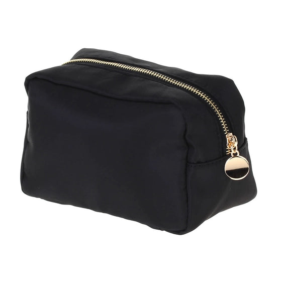 Emma Round Zippered Nylon Cosmetic Pouch Bag