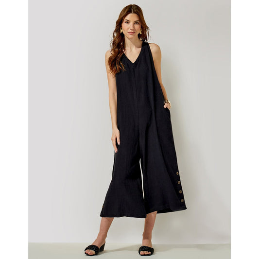 Rayon Blend Tank Jumpsuit, Black