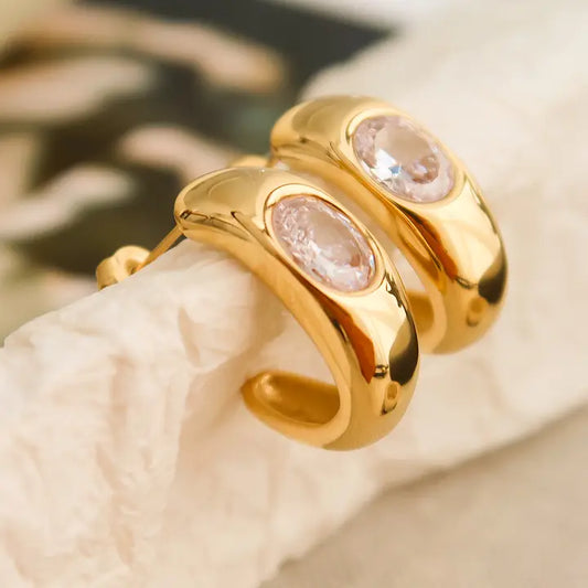 Aliénor 18K Gold Classic C Hoop Earring