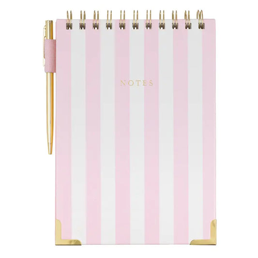 Pink Stripes Garden Blooms Steno Pad
