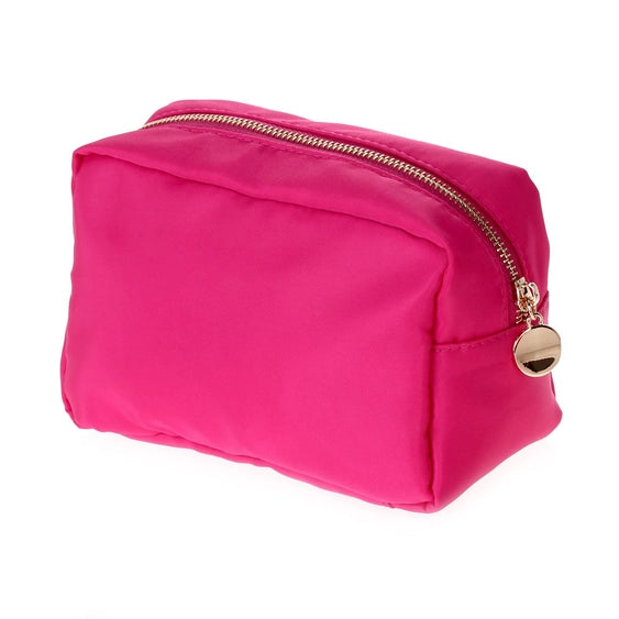 Emma Round Zippered Nylon Cosmetic Pouch Bag