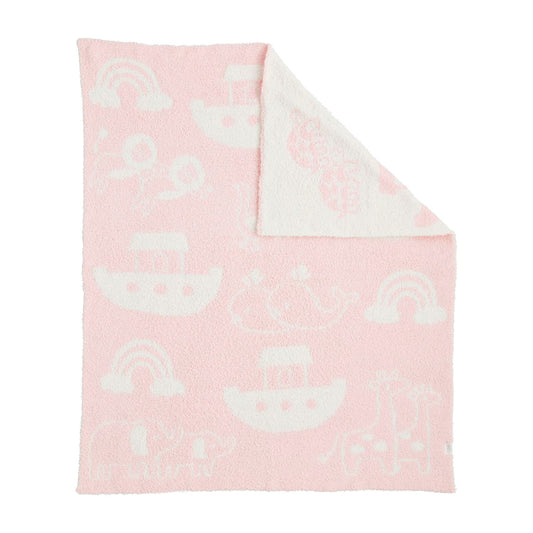 Pink Noah's Ark Chenille Blanket