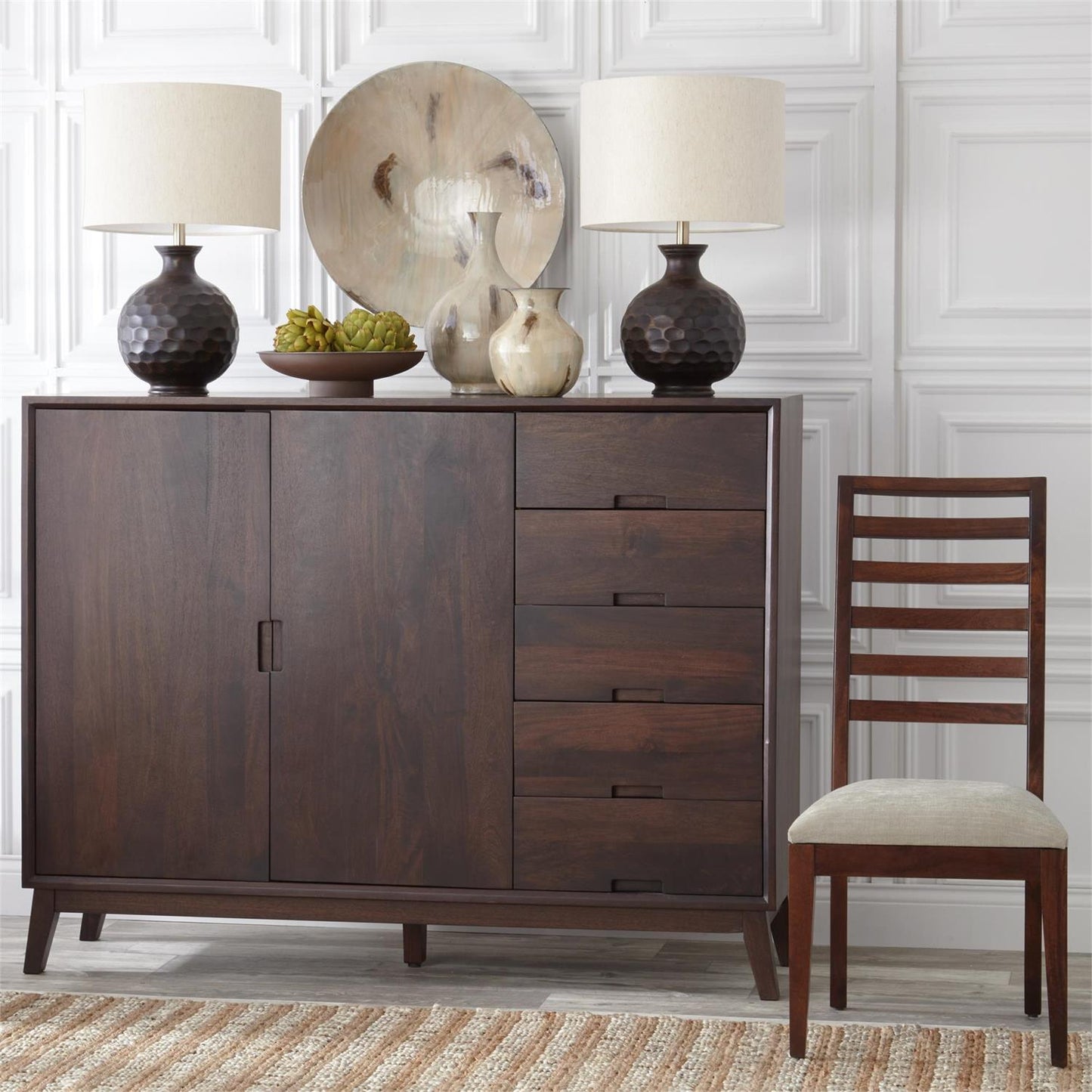 Cream & Brown Enameled Metal Vases