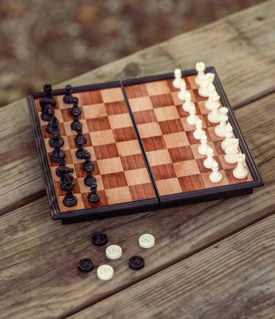 Bunk House King of the Hill Magnetic Travel Chess & Checkers Set