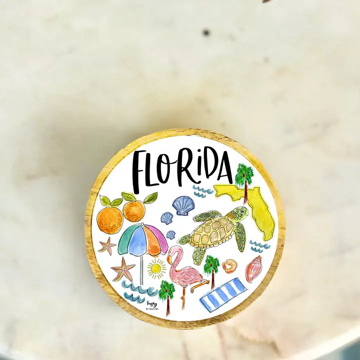 State of Florida Wood and Enamel Small Tray