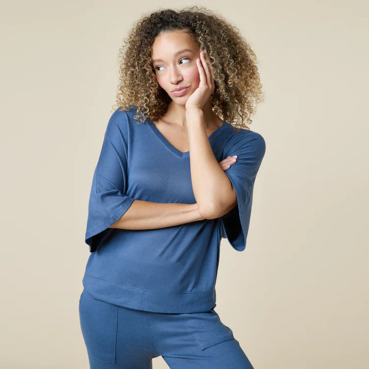 Dream Relaxed V-neck with Capri Lounge Set Copper Rose