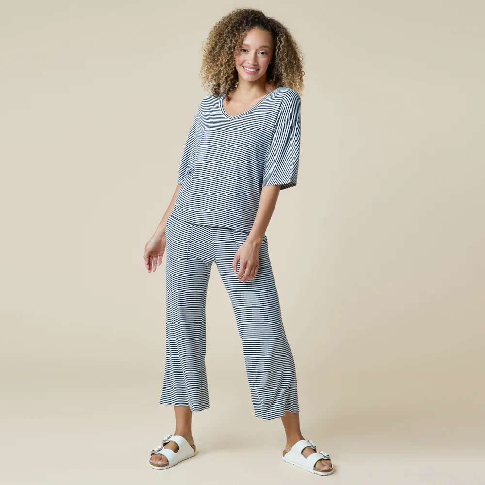 Dream Relaxed V-Neck Capri Set - Midnight